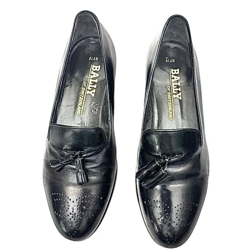 Bally Of Switzerland Men's Black Leather Shoes Size 9 D Used Made In Switzerland